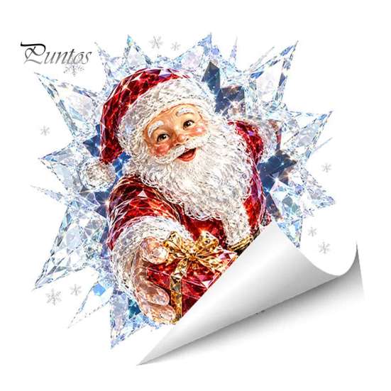 Self Adhesive Wall Stickers 3D Christmas Static Window Clings, Santa Snowman Reindeer Glass Stickers, Easy to Apply Graphics PVC Holiday Decals