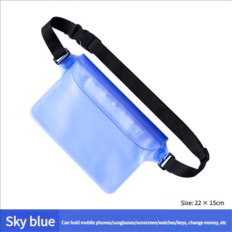 

Водонепроницаемая поясная сумка для плавания, пеших прогулок, тройная герметичная сумка для телефона большой вместимости, брызгозащитная поясная сумка для занятий спортом на открытом воздухе 22*15cm небесно-голубой