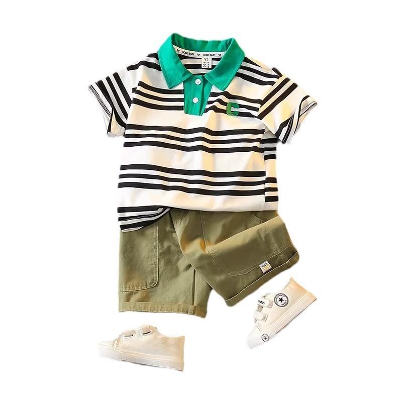 Trendy Summer Boys Polo Shirt Set For Kids Stylish Short Sleeve Outfit For Boys