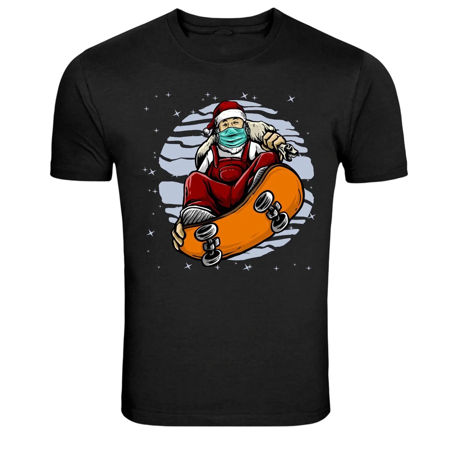 Santa Claus Skateboard Skater Christmas Graphic T-Shirt L
