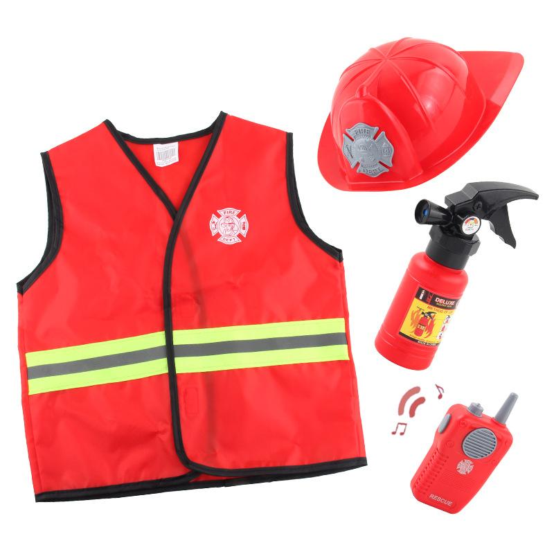 Children'S Party Experience Role-Playing Clothing Set Cosplay Fire Engineer Three-In-One Clothing Export
