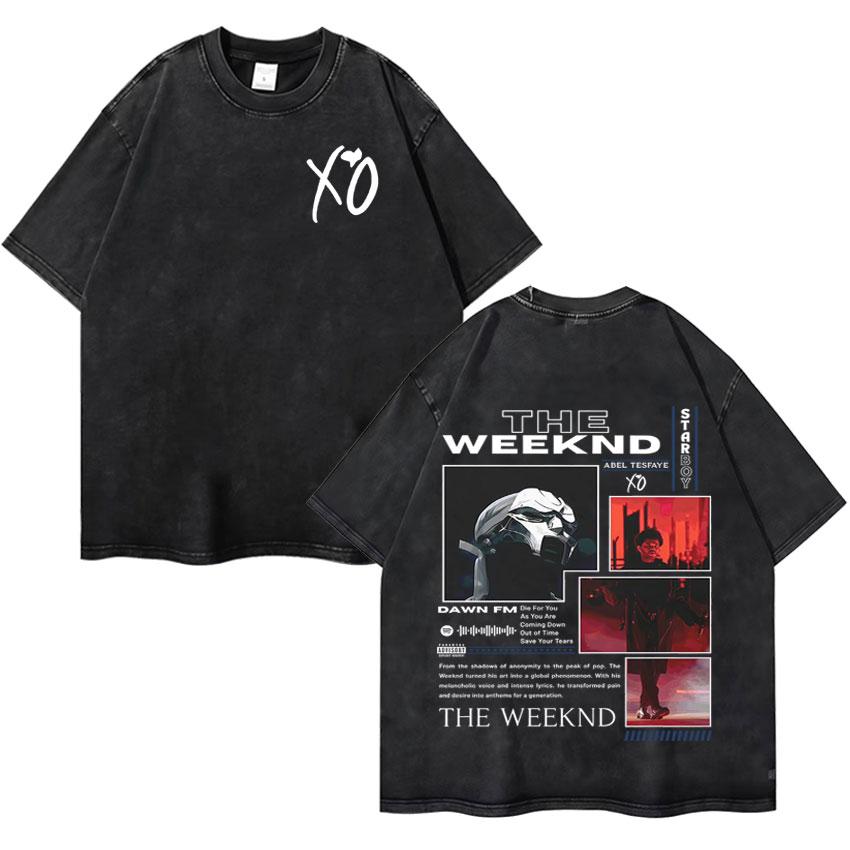

Singer The Weeknd Vintage Washed Oversized T Shirt Unisexs Womens High Quality Short Sleeve TShirts Aesthetic Summer Cozy Tshrits 4XL