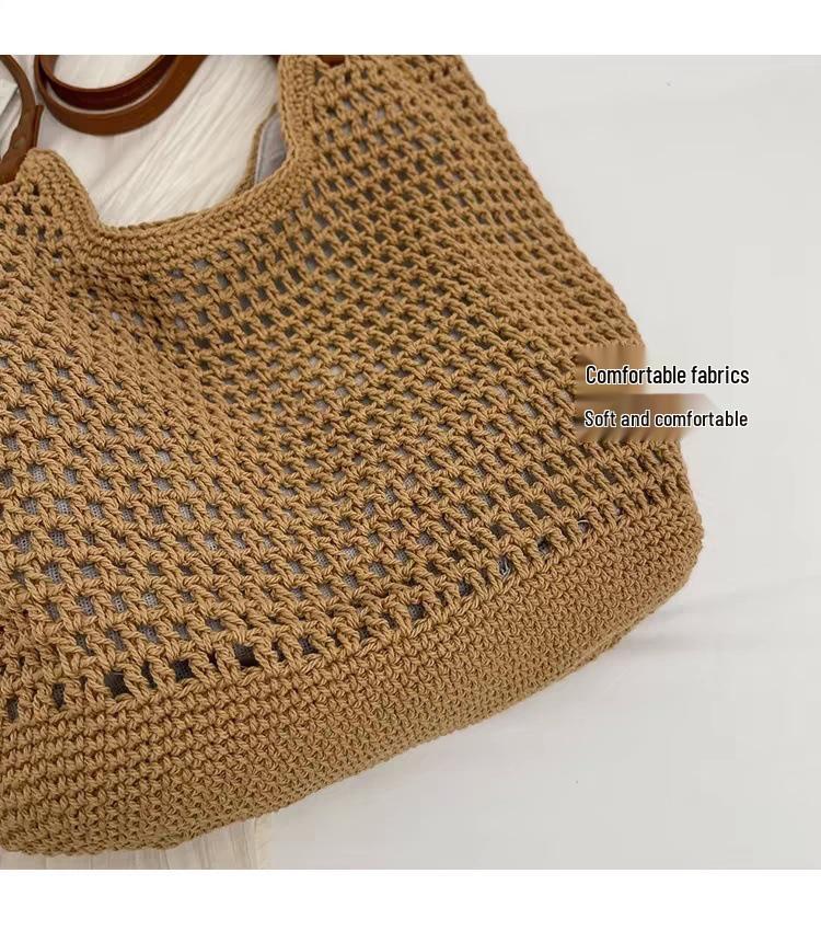 Mesh Weave Large Capacity Single Shoulder Bag for Beach and Travel 2025 Versatile Underarm Commute Bag