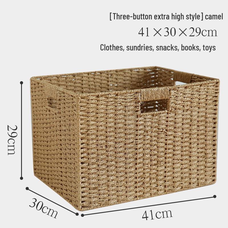 Japanese Style Large Rattan Storage Basket for Clothes, Toys, and Snacks