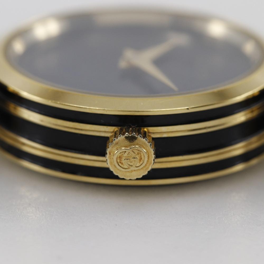 GUCCI Sherry Watches 2000L blackDial Plated Gold/leather Quartz Analog display Women Used