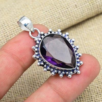 Ciondolo Adorabile Fatto a Mano in Argento Sterling 925 con Pietra di Ametista per Regalo di Thanksgiving