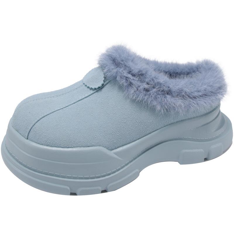 

Thick-soled velvet snow boots 2025 autumn and winter new non-slip outer wear versatile bag head fluffy shoes one foot half slippers 40