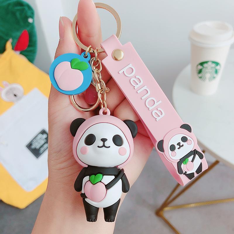 Creative Fruit Panda Pendant Cute Cartoon Anti Loss Keychain Couple s Car Keychain Bag Pendant