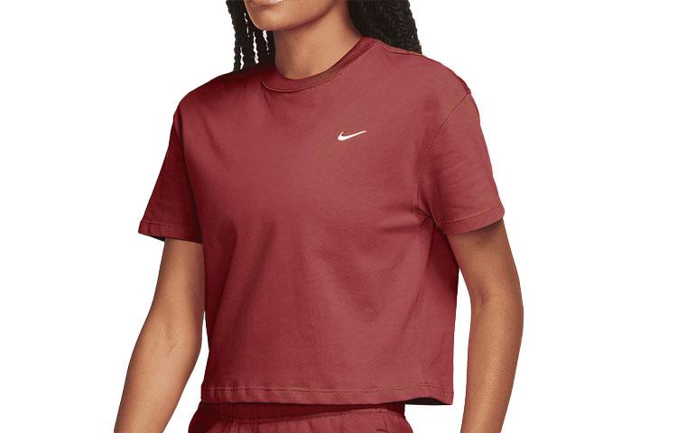 Nike Crop Tops Women s Fir Wood Red Crew Neck Moderate DA0324-661 XL