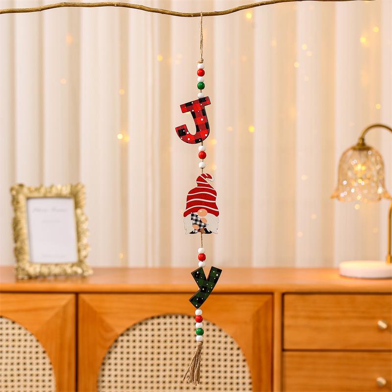 Wooden English Faceless Old Man Christmas Tree and Car Hanging Decoration Pendant