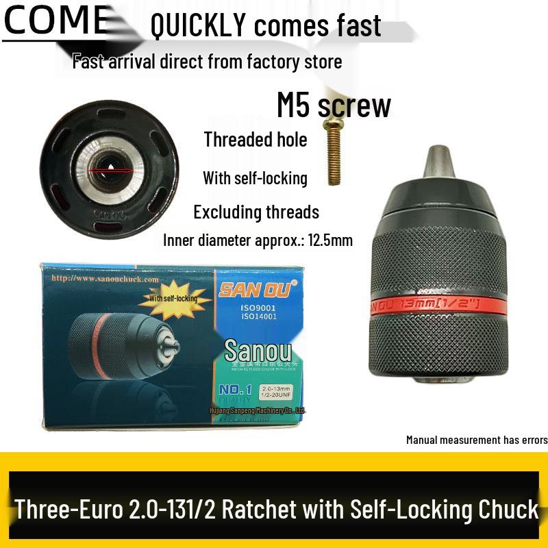 3-Euro All-Metal Electric Ratchet Wrench with Self-Locking 1.5-13mm Chuck and Conversion Extension Rod