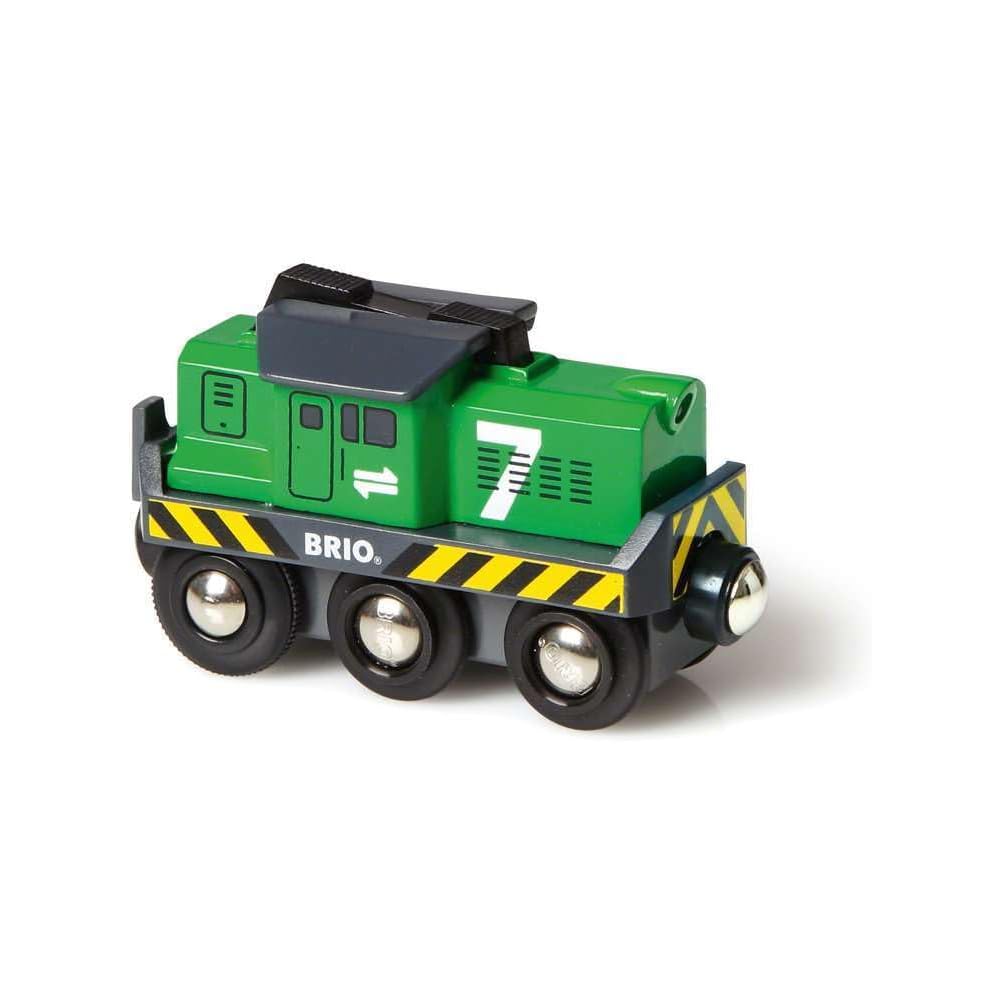 Brio Battery Powered Cargo Transport Engine 33214 Wooden Toy Train for Ages 3 and Up