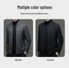 Men's Winter Wool Blend Stand Collar Short Jacket, Middle-Aged Casual Warm Thick Coat