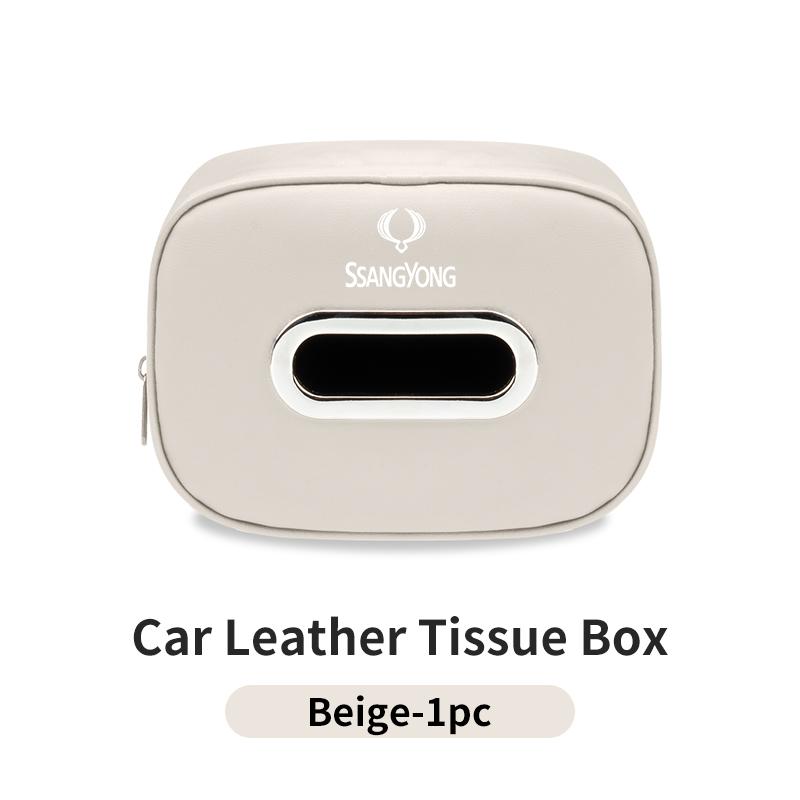Car Tissue Box PU Leather Napkin Storage Box Armrest Tissue Box Car Accessories For SsangYong Actyon Korando Rexton Kyron Rodius