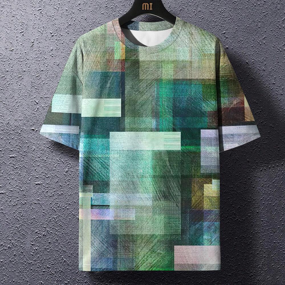 

XXS-6XL Большие размеры Ретро Мужская футболка Клетчатые принты Футболки Летние футболки с коротким рукавом и круглым вырезом Большие топы Мужская модная одежда XXL