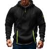 Autumn Winter Pullover Men's Casual Multi Zipper Arm Pocket Hoodie Pullover Plus Fleece Hoodie Men's