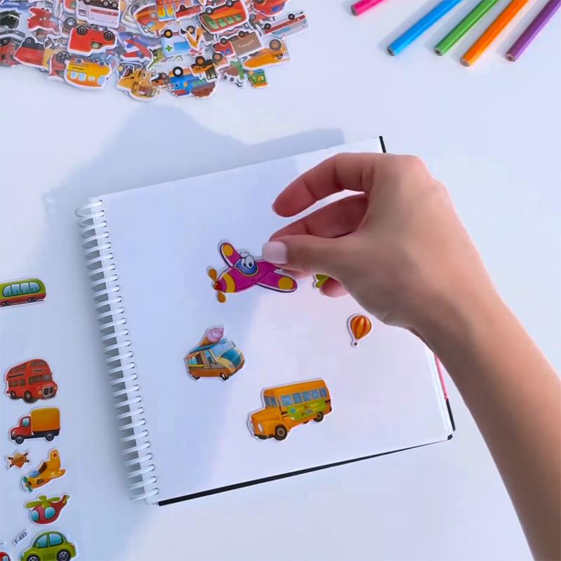 10 Sheets 3D Puffy Stickers for Kids Cute Cartoon Vehicle Stickers Scrapbook Stickers for Children Gift for Boys and Girls