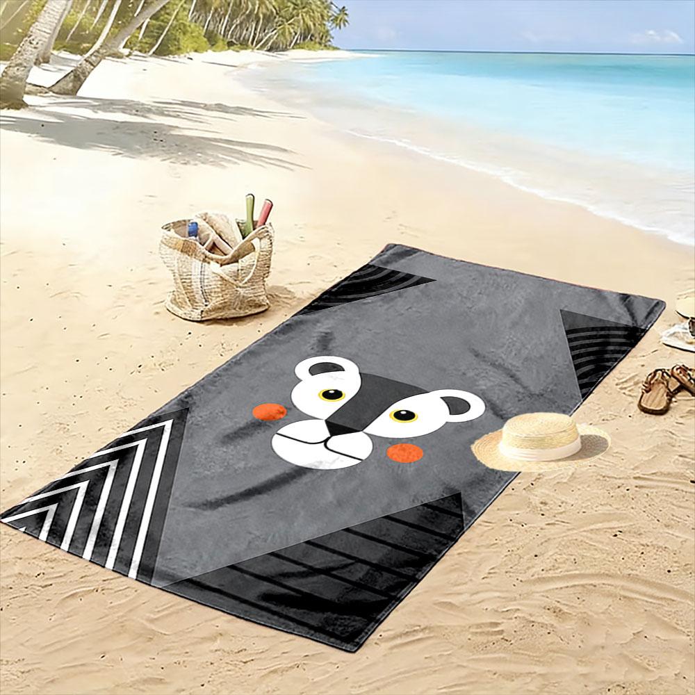 Bold Majestic Feline Face Print Beach Towel, Quick Drying, Suitable for Travel, Outdoor Sports, Jogging, the Beach and Swimming, Gift
