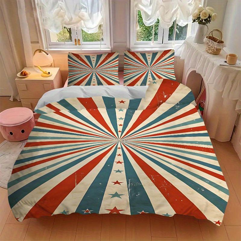 3pcs Stars Stripes Bedding Cover Set, Fashion Classic Popular Print Bedding Set, Soft Comfortable, All Season Use, For Bedroom, Guest Rooma0819178