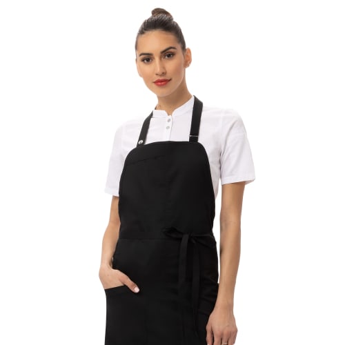 Chef Works Brio Black Regular Bib Apron