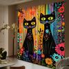 2pcs, Rustic Animal Cat Curtains, Decorate Window Rod Pocket Mount Printed Curtains Polyester Material, Suitable for Living Room