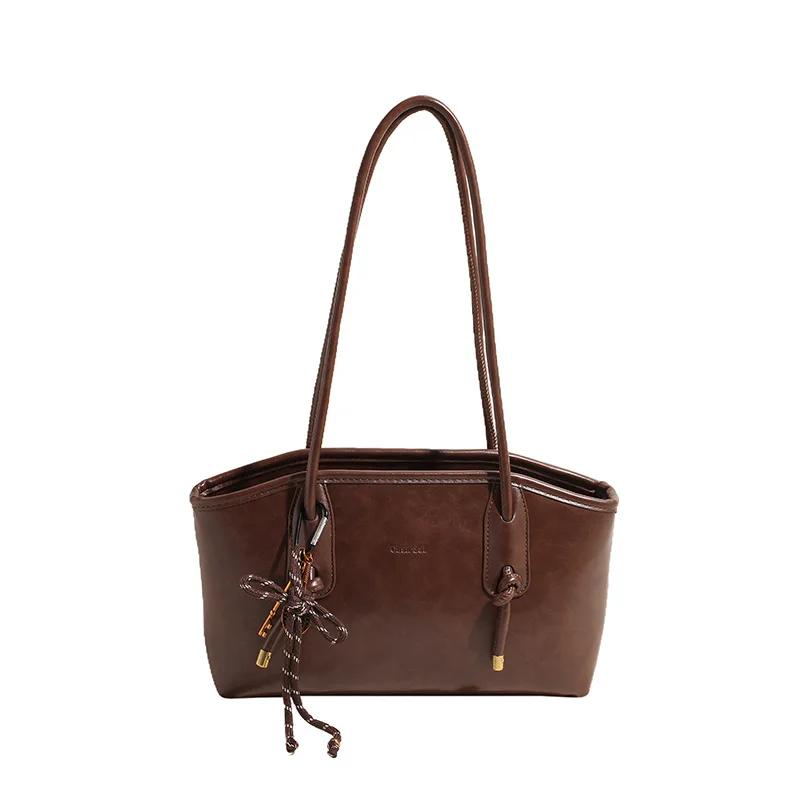 

Women s Y2K PU Leather Crossbody Shoulder Bag Retro Winter 2026 Trend Tote Handbag Fashi Accessory for Ladies темно-коричневого