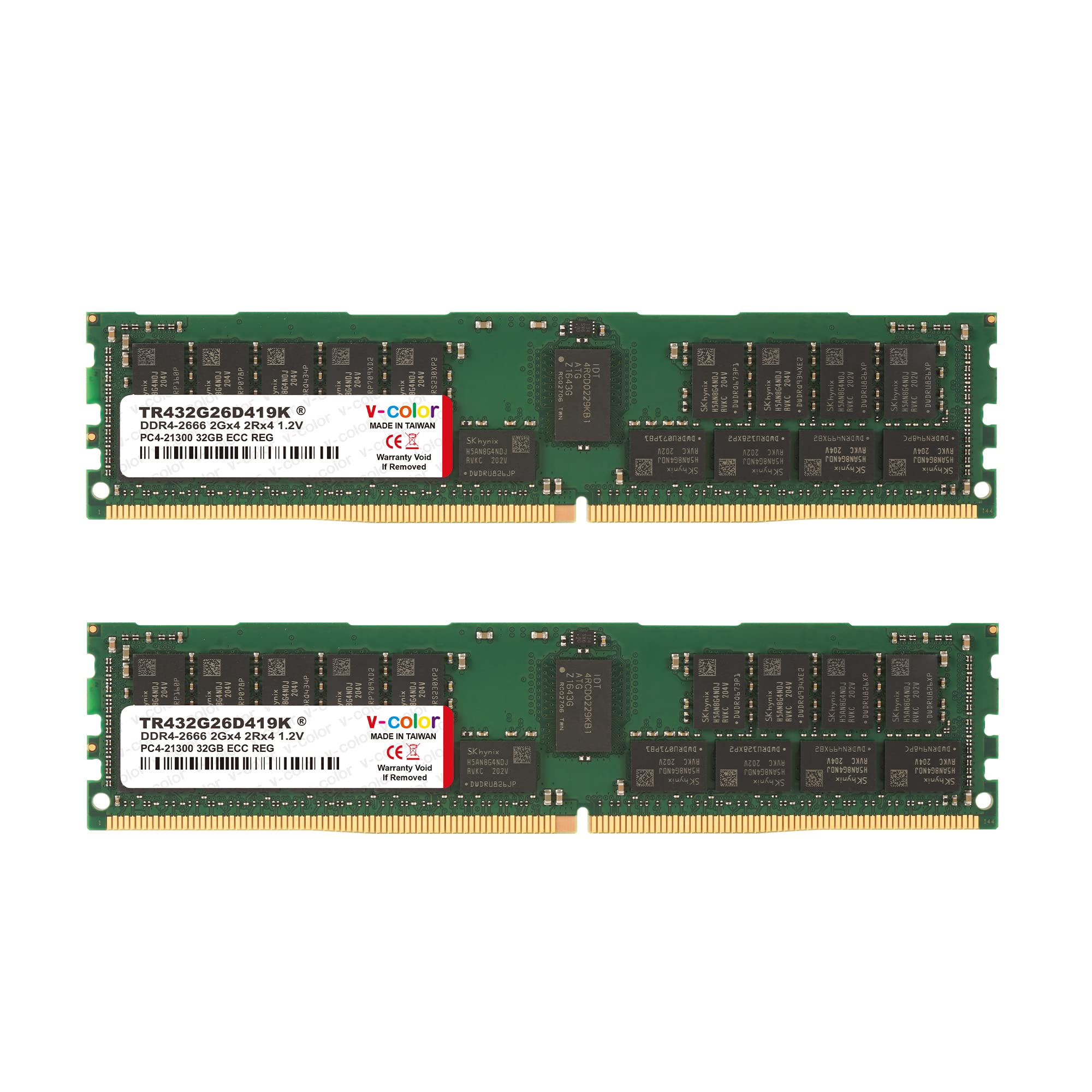 

Hynix Genuine IC Server Memory 64GB x ECC Registered DIMM 2Gx4 2Rx4 CL19 TR432G26D419K v-color DDR4-2666MHz PC4-21300 (32GB 2) 1.2V