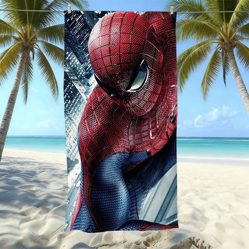 Toalla de Playa con Estampado de Dibujos Animados de Marvel Spider-Man, Natación en la Costa, Secado Rápido, Suave y Agradable para la Piel, Playa de Vacaciones