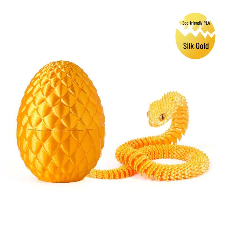 3D Printed Movable Viper Snake Model Toy - Flexible Simulation Animal Doll