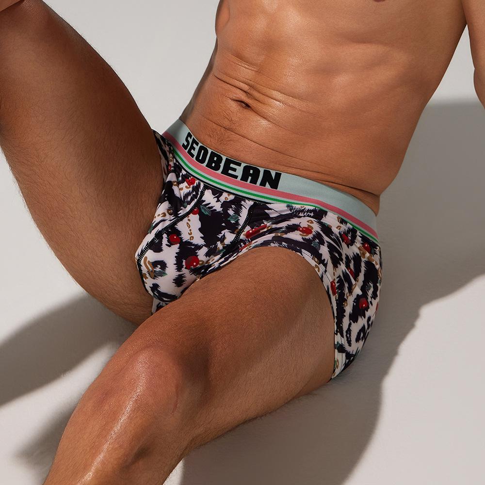 SEOBEAN Men's Low Waist U Pouch Boxer Briefs - Trendy Pattern Trunks