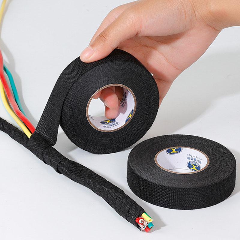 Electrical Tape Heat Resistant Harness Car Cable Harness Waterproof Insulating Electrical Tape Black Self Adhesive Fabric Tape