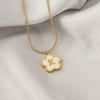 Stainless steel five-leaf clover 18K letter necklace high sense 26 shell letter pendant jewelry