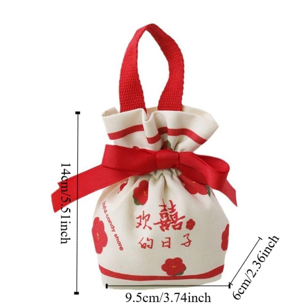 Drawstring Wedding Candy Bag Bowknot Chinese Style Handbag Portable New Year Gifts Bag  Party