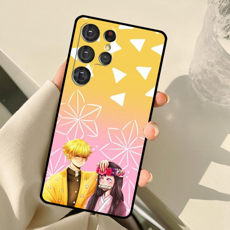 Pouzdro Demon Slayer Nezuko a Zenitsu pro Samsung Galaxy S22 Ultra S20 FE Note 20 Note 10 S8 S9 S10 Plus S21 Ultra Kryt