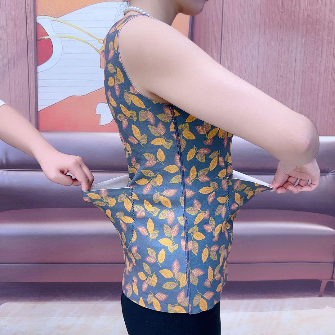 

Floral Double-Sided Velvet Winter Vest with Belly Protection and Pocket M