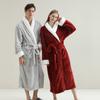 Shawl Collar Robes for Men Full Length Fleece Plush Bathrobes Soft Spa House Coat with Pockets Fluffy Spa Robes Unisex Winter Cozy Warm Spa Long Robe