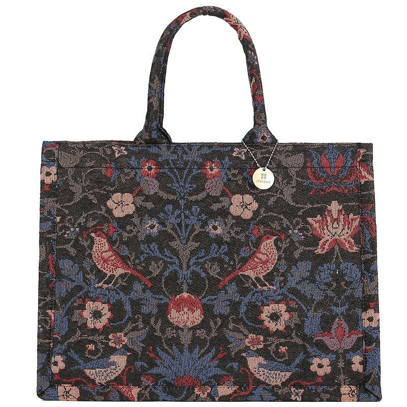 

Floral Embroidery Canvas Bag Fashion Casual Large Capacity Shoulder Bag Ladies Handbag Commuter Canvas Bag Bag one size fits all