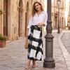 Women's Plaid Print Long Skirt A-Line High Waist Maxi Skirt Casual Comfortable Lightweight Fabric Skirt for Daily Wear and Outdoor Activities