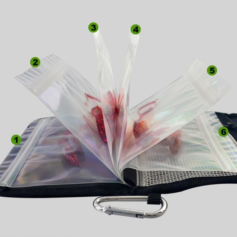 Waterproof Fishing Baits Bag Fishing Leader Tackle Wallet Bag with Carabiner Baits Wallet Case Fishing Lures Carry Bag