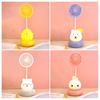 Cartoon Animal Night Light Fan with Flexible Neck USB Rechargeable Bedside Light Desk Fan Low Noise Cooling Fan with Night Lamp