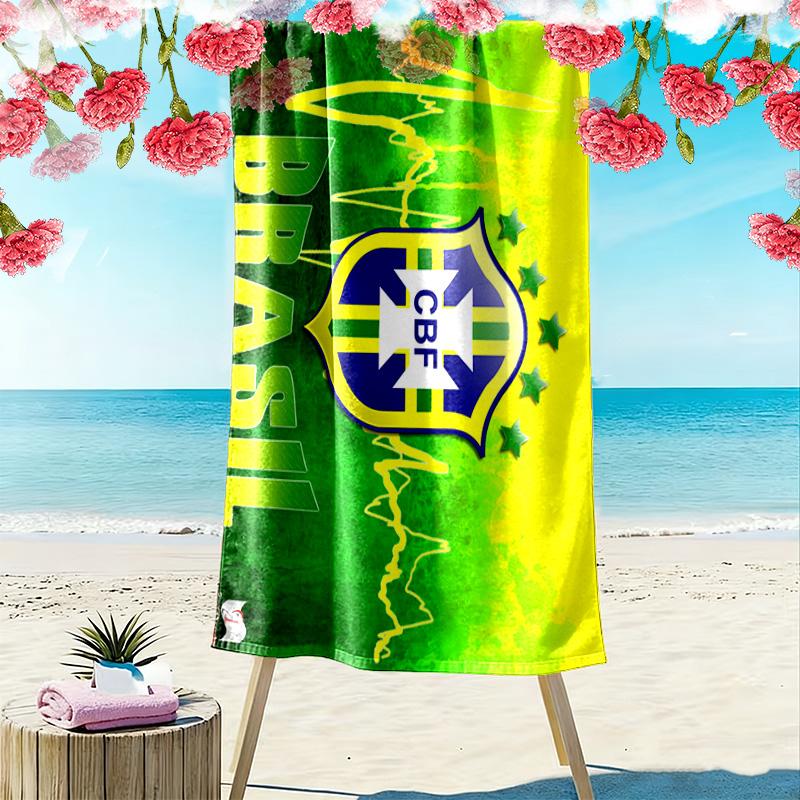 Telo da Spiaggia CBF Brasil Print, Grande Morbido Asciugatura Rapida per Spiaggia Campeggio Nuoto