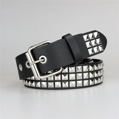 Studded Hole Belt Y2K Adjustable Double Grommet Belt Stud Black Punk Goth Cool Clothes for Women Men Chunky Costume for Jeans