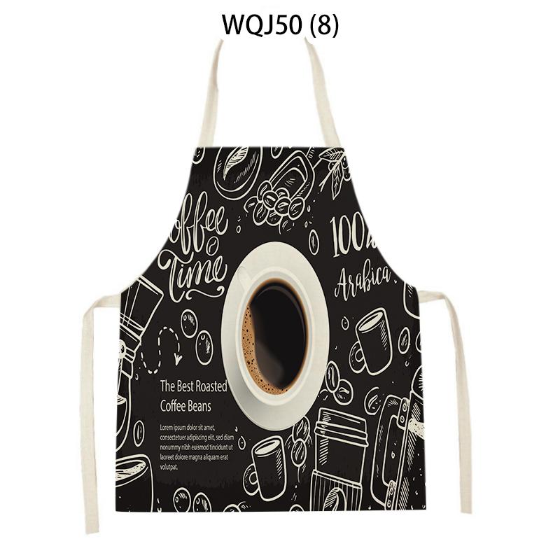 Coffee Hamburger Printed Kitchen Aprons for Adult Kids Household Linen Bib Fruits Vegetables Cooking Baking Apron Cleaning Tool