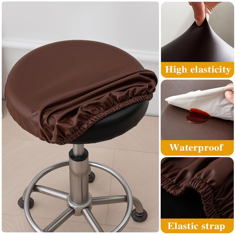 

Водонепроницаемый чехол для барного стула из ПУ, круглый чехол на подушку сиденья, эластичные чехлы на стул с нескользящим дном для бара, кухни, столовой