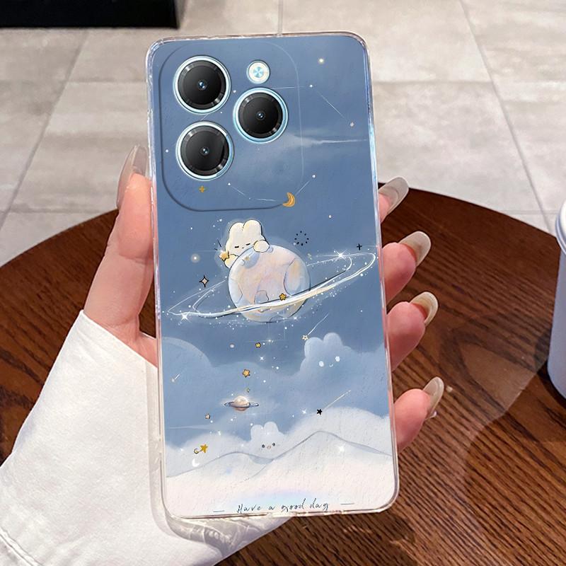For Infinix Hot 40 Pro Case X6837 Aesthetic Cute Cat Casing Soft TPU Bumper Infinix Hot40Pro 40i Transparent Silicone Back Cover
