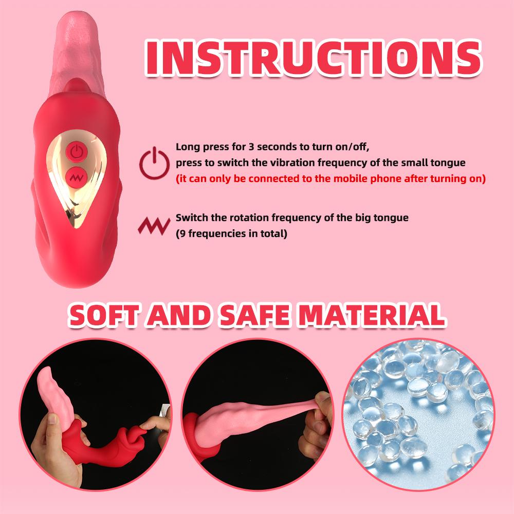 App Remote Control Tongue Licking Vibrator Double Tongue Female Masturbator Vaginal Massage Anal Masturbation Breast Teasing Sex Toys Adult Products