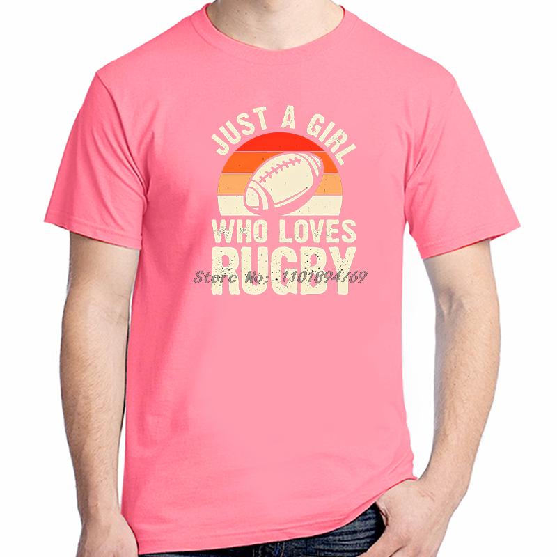 Just A Girl Who Loves Rugby Funny Shirts Graphic Tee Summer Tops Tshirt New Arrival Goods Short Sleeved Tshirt Cotton Tshirts