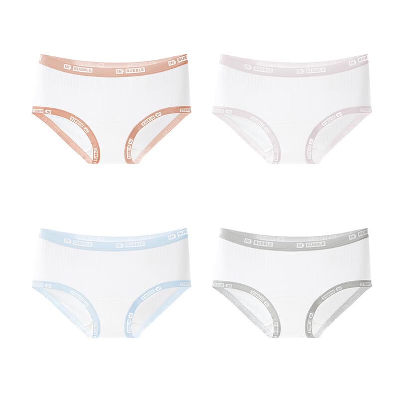 Oudifen Women's Antibacterial Cotton Mid-Waist Briefs (4-Pack)