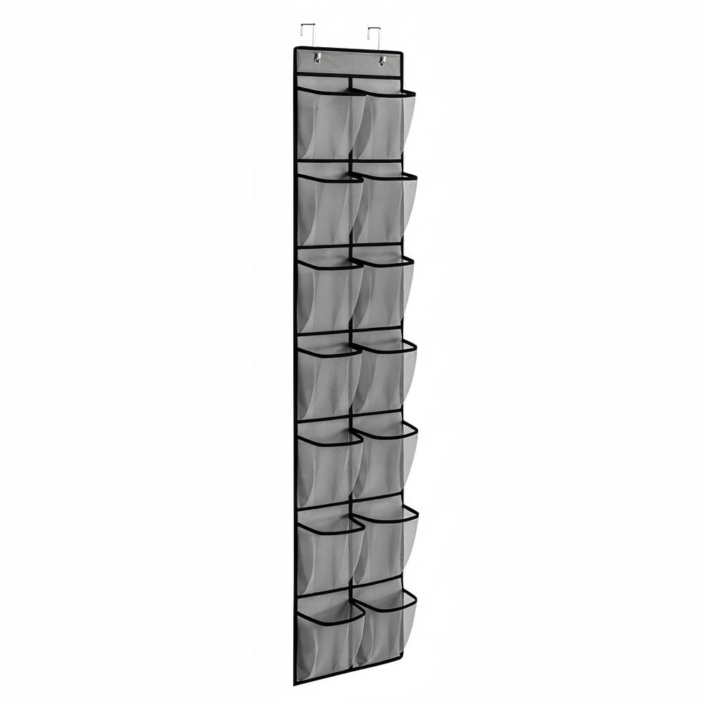 14Pockets Over the Door Shoe Organizer Large Mesh Pockets With 2 Hooks Transparent Fabric Shoe Rack Storage Bag For Bedroom