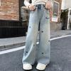 Girls' Jeans for Spring and Autumn Children's Straight Leg Pants for Outerwear Loose and Wide Leg Pants for Spring
